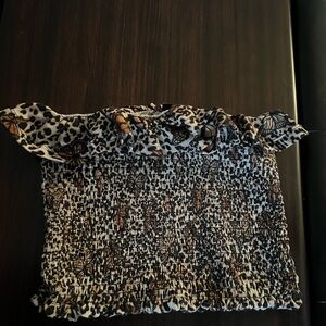 Almost Famous Animal Print Smocked Crop Top